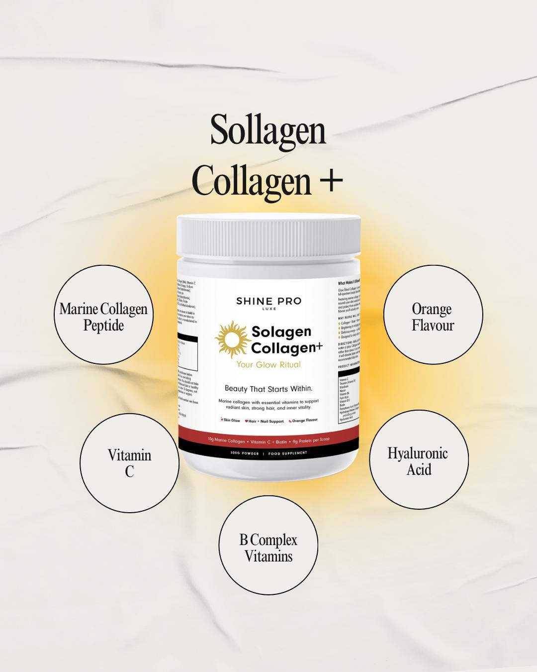 Solagen Collagen+ Supplement – Marine Collagen with Hyaluronic Acid and B Vitamins