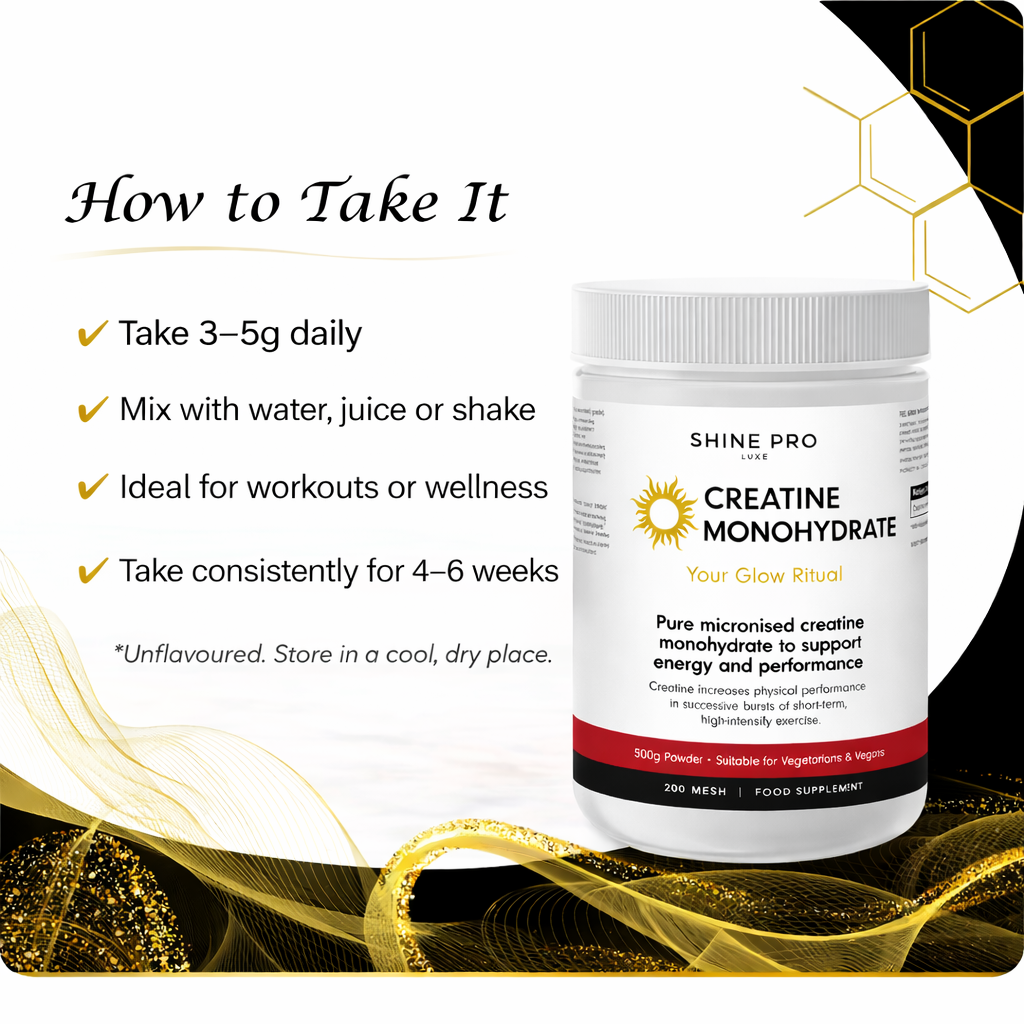 Shine Pro Luxe Creatine Monohydrate 500g | Pure Micronised 200 Mesh | Energy & Performance Support