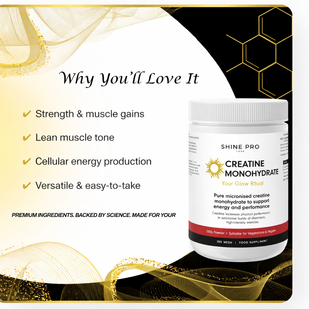 Shine Pro Luxe Creatine Monohydrate 500g | Pure Micronised 200 Mesh | Energy & Performance Support