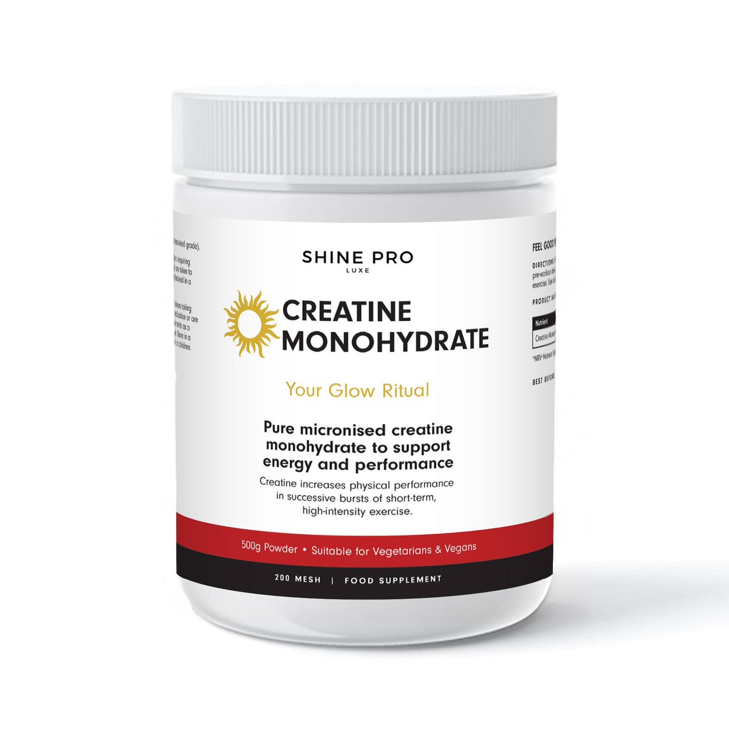 Shine Pro Luxe Creatine Monohydrate 500g | Pure Micronised 200 Mesh | Energy & Performance Support