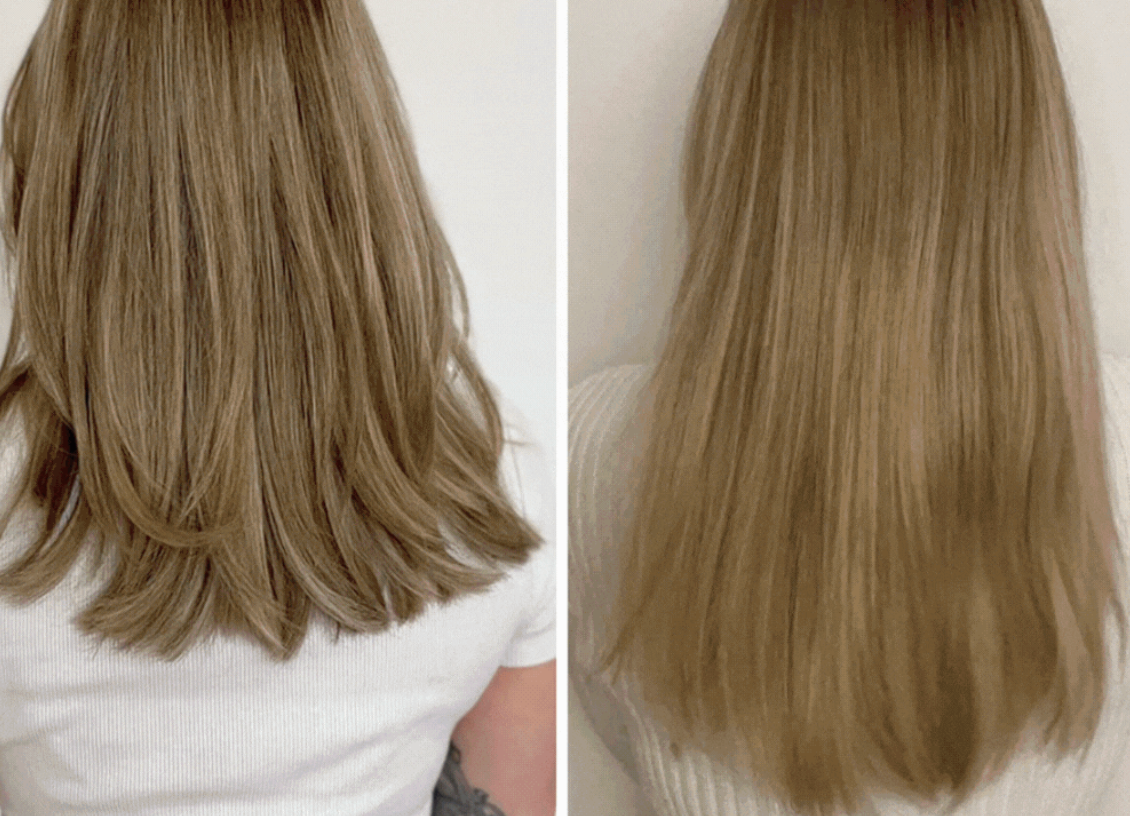 Results Long Hair using shine pro luxe red light therapy hair brush